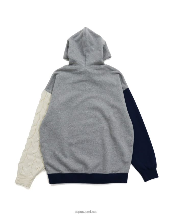 harmaa naiset A Bathing Ape telakointikaapeli neulottu hihainen oversize villapaita 8HT2D81031