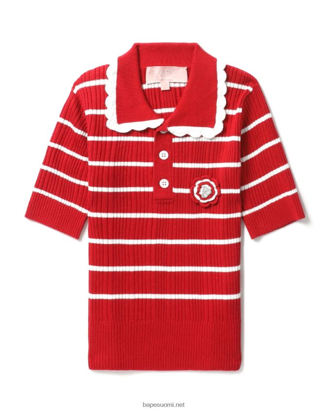 kirkkaan punainen naiset A Bathing Ape raidallinen neulottu toppi 8HT2D8789