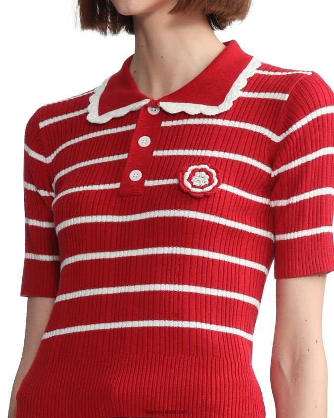 kirkkaan punainen naiset A Bathing Ape raidallinen neulottu toppi 8HT2D8789