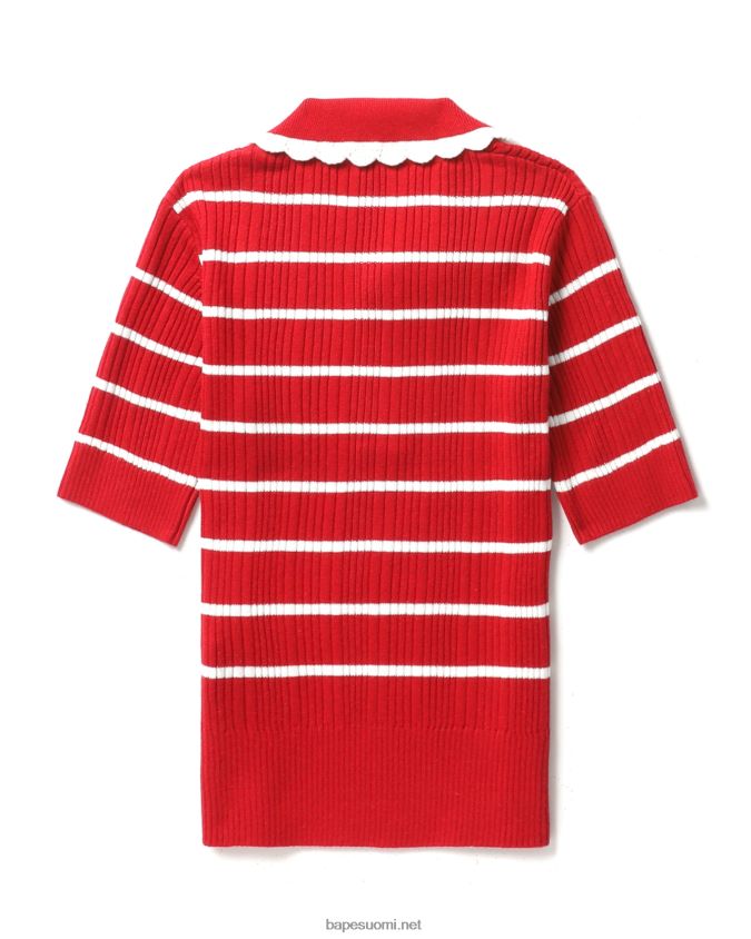 kirkkaan punainen naiset A Bathing Ape raidallinen neulottu toppi 8HT2D8789