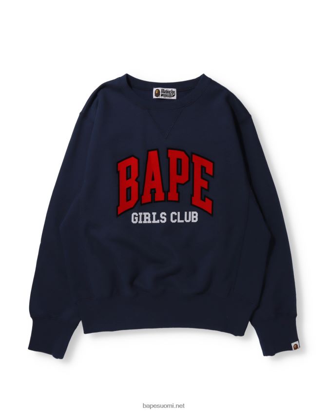 laivastonsininen naiset A Bathing Ape seuran leveä pyöreä kaula 8HT2D81033