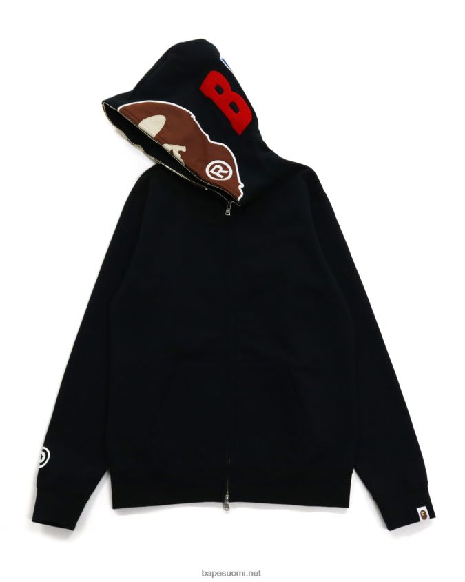 musta naiset A Bathing Ape 2. koko vetoketjullinen huppari 8HT2D81036