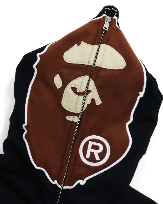 musta naiset A Bathing Ape 2. koko vetoketjullinen huppari 8HT2D81036
