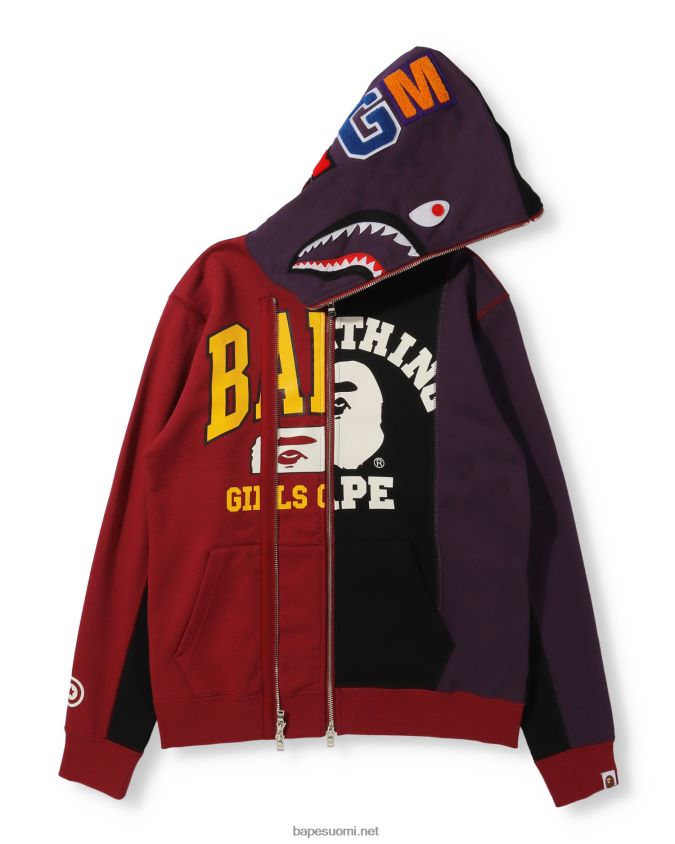 musta naiset A Bathing Ape telakkahain täysi vetoketjullinen huppari 8HT2D81039