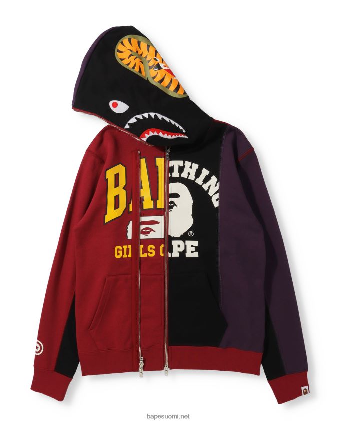 musta naiset A Bathing Ape telakkahain täysi vetoketjullinen huppari 8HT2D81039