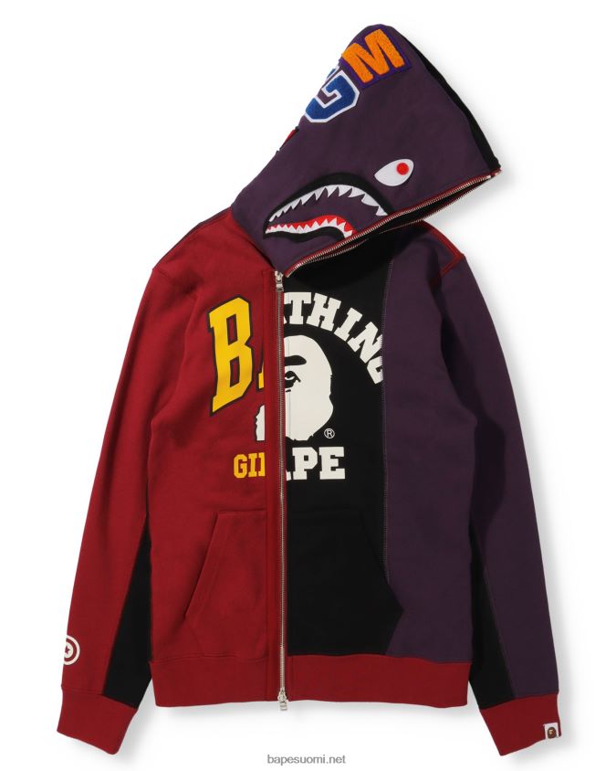 musta naiset A Bathing Ape telakkahain täysi vetoketjullinen huppari 8HT2D81039