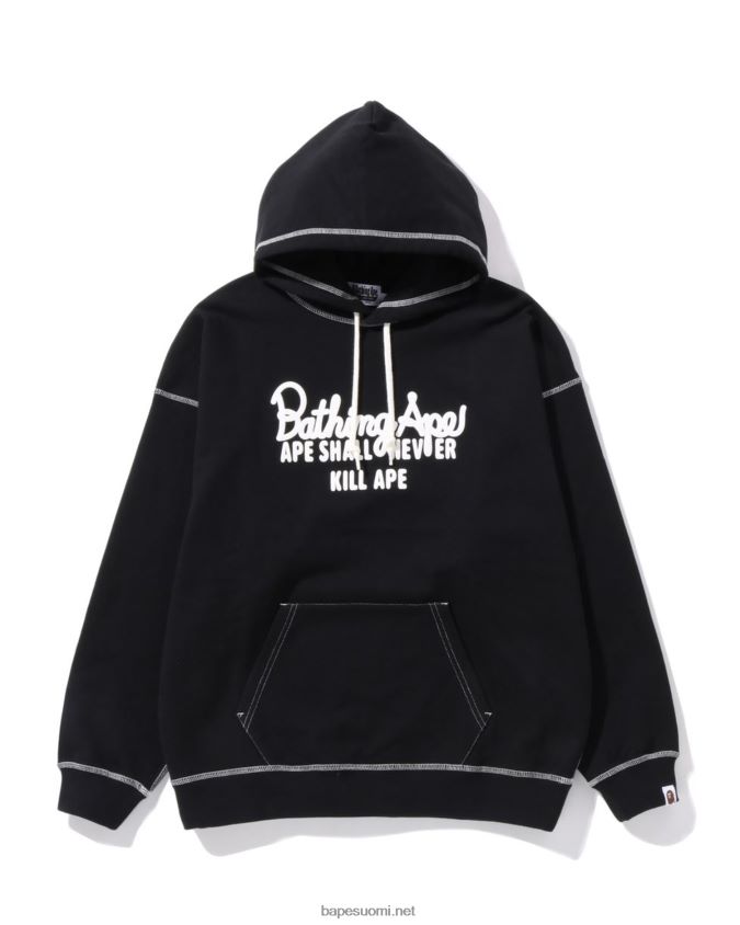 musta naiset A Bathing Ape väriommeltu ylikokoinen villapaita 8HT2D8970