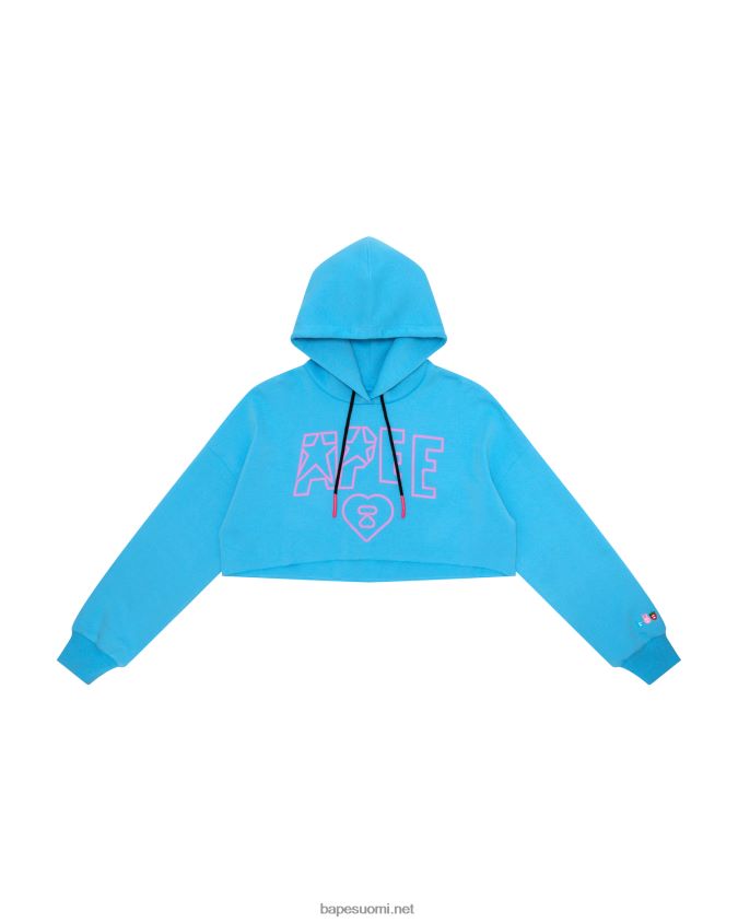 sininen naiset A Bathing Ape apee logo rajattu huppari 8HT2D81028