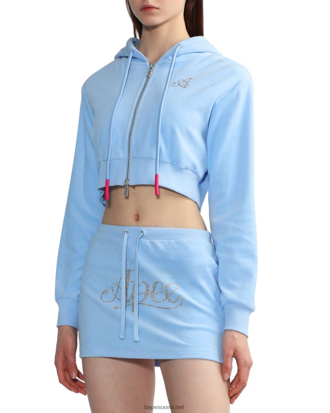sininen naiset A Bathing Ape pyyhkeen vetoketjullinen crop huppari 8HT2D8843