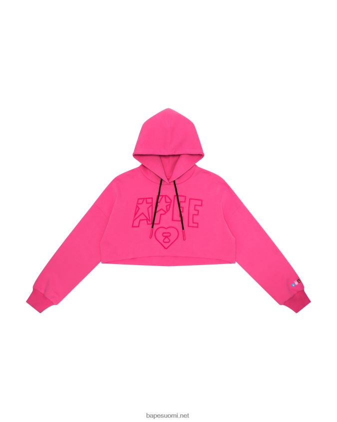 vaaleanpunainen naiset A Bathing Ape apee logo rajattu huppari 8HT2D81029