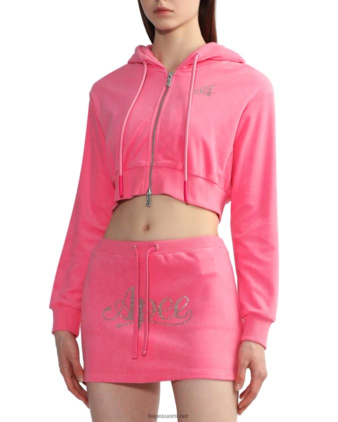 vaaleanpunainen naiset A Bathing Ape pyyhkeen vetoketjullinen crop huppari 8HT2D8844