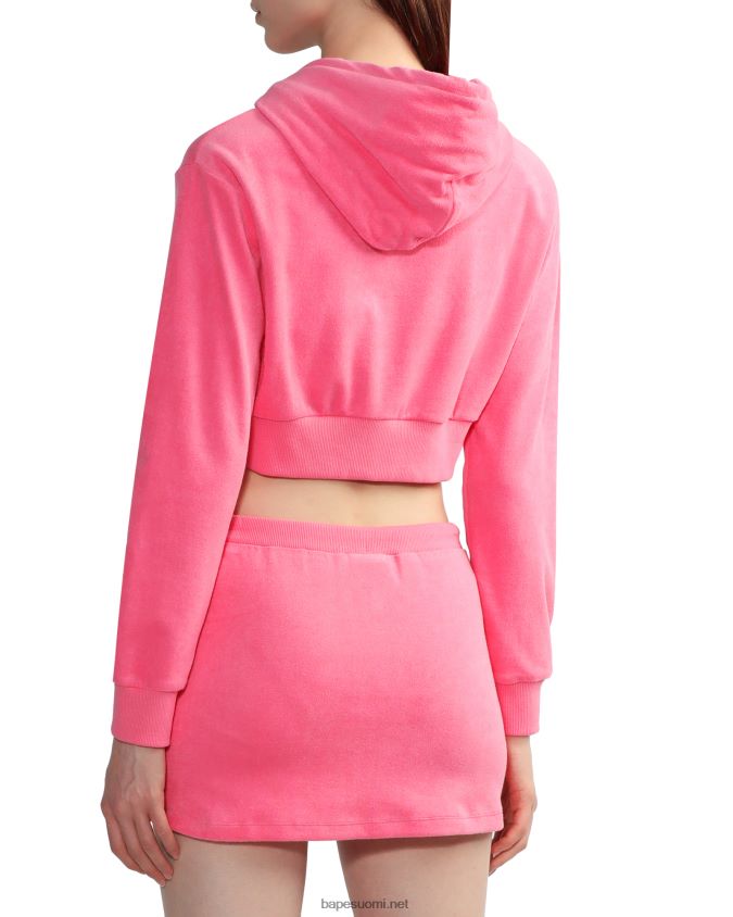 vaaleanpunainen naiset A Bathing Ape pyyhkeen vetoketjullinen crop huppari 8HT2D8844