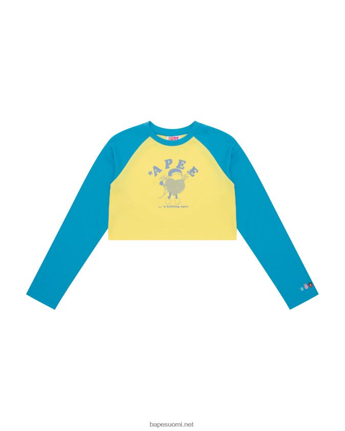sininen naiset A Bathing Ape graafinen pitkähihainen raglan-t-paita 8HT2D81052