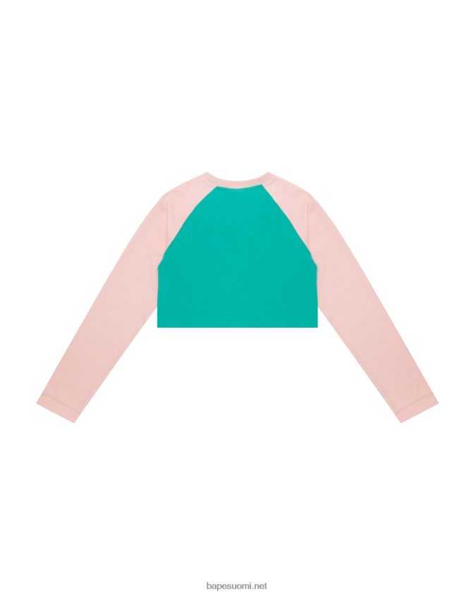 vaaleanpunainen naiset A Bathing Ape graafinen pitkähihainen raglan-t-paita 8HT2D81053