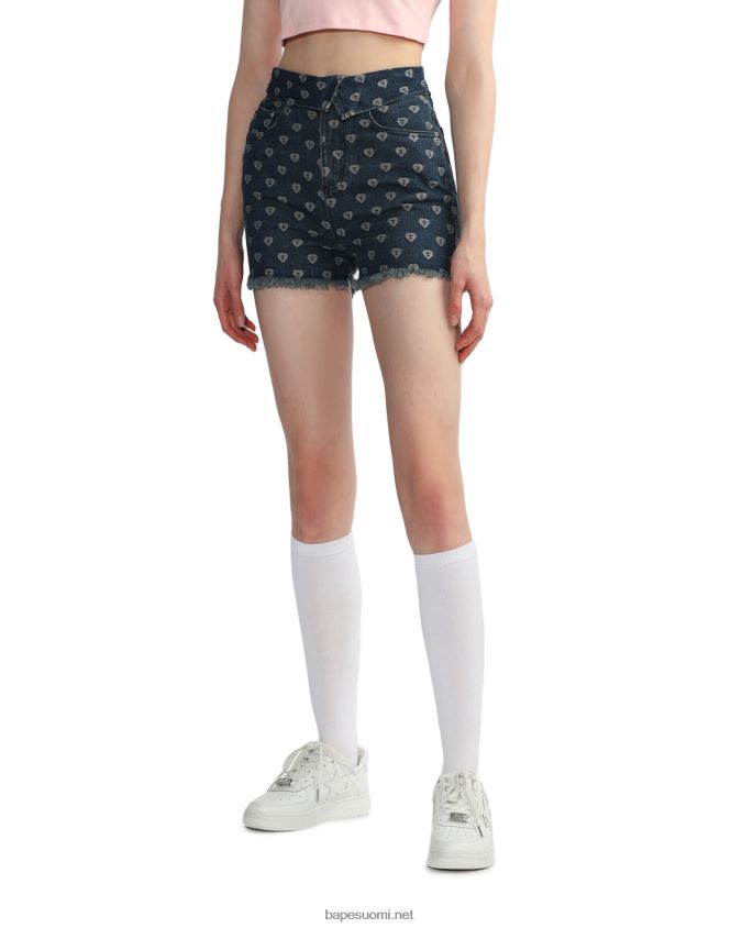 denim naiset A Bathing Ape bite flip kuviollinen farkkushortsit 8HT2D8811