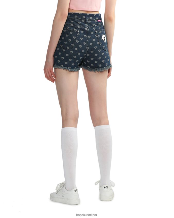 denim naiset A Bathing Ape bite flip kuviollinen farkkushortsit 8HT2D8811
