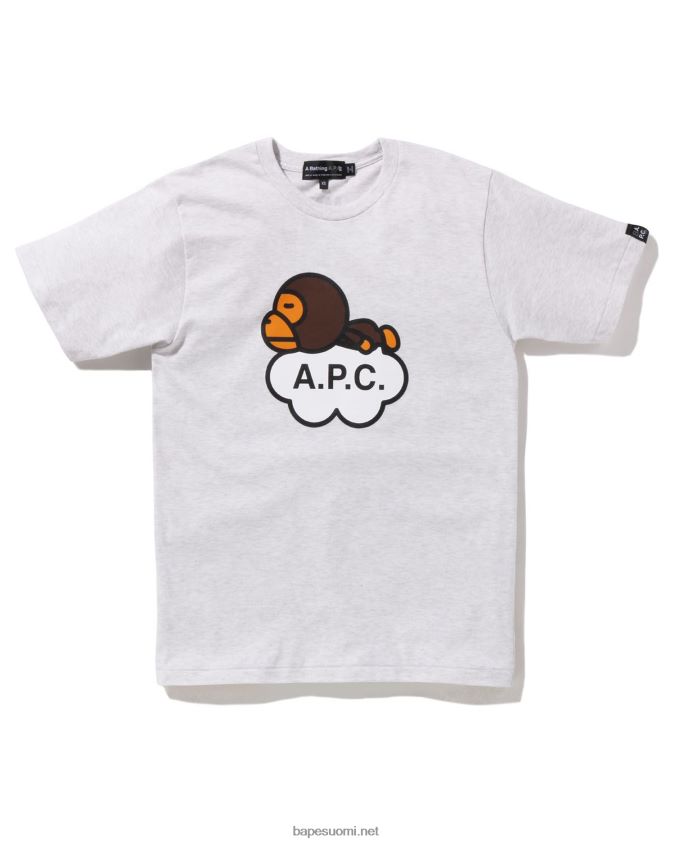 harmaa naiset A Bathing Ape x a.p.c. milo leveä t-paita 8HT2D8903