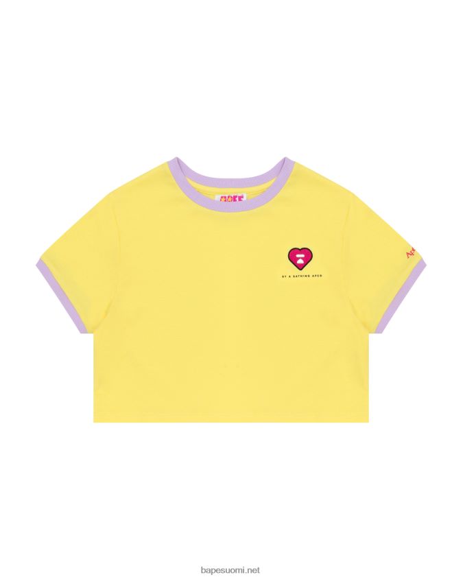 keltainen naiset A Bathing Ape sydän leikattu t-paita 8HT2D8964