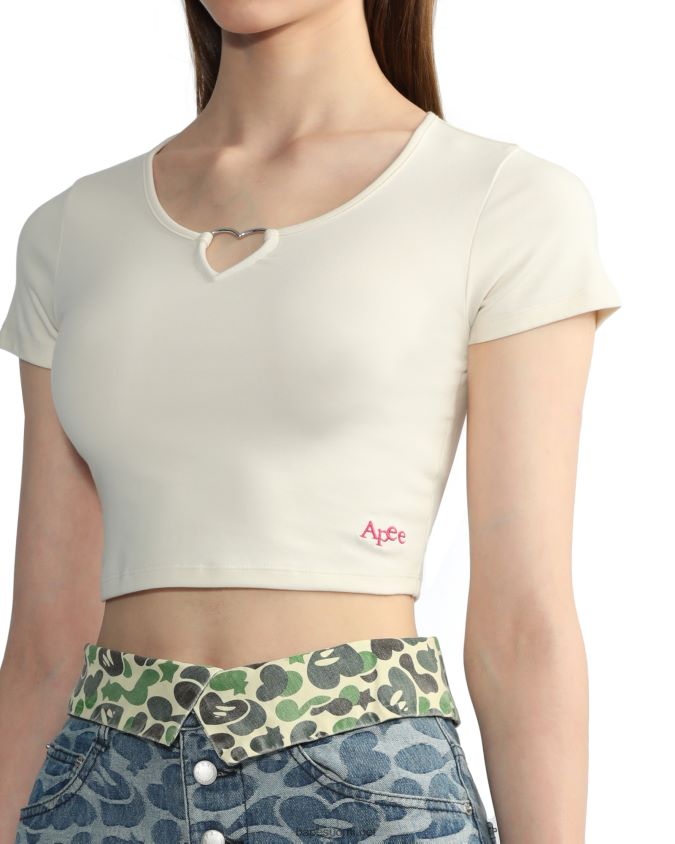 kerman värinen naiset A Bathing Ape sydämenmuotoinen metallinen rengastoppi 8HT2D8840