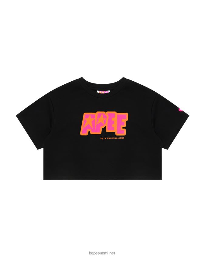 musta naiset A Bathing Ape kaksoislogolla rajattu t-paita 8HT2D8954