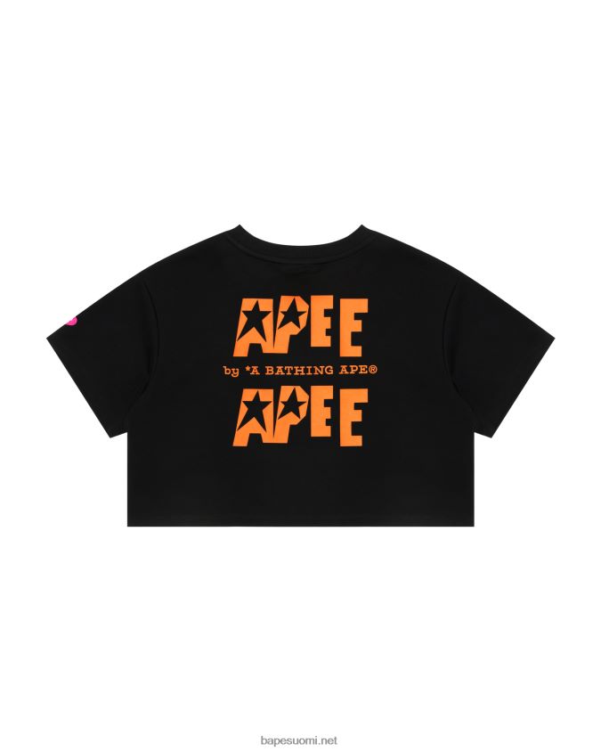 musta naiset A Bathing Ape kaksoislogolla rajattu t-paita 8HT2D8954