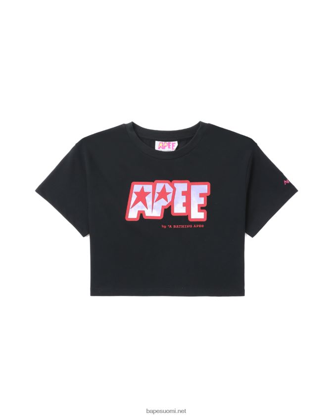 musta naiset A Bathing Ape logopainattu crop T-paita 8HT2D8797