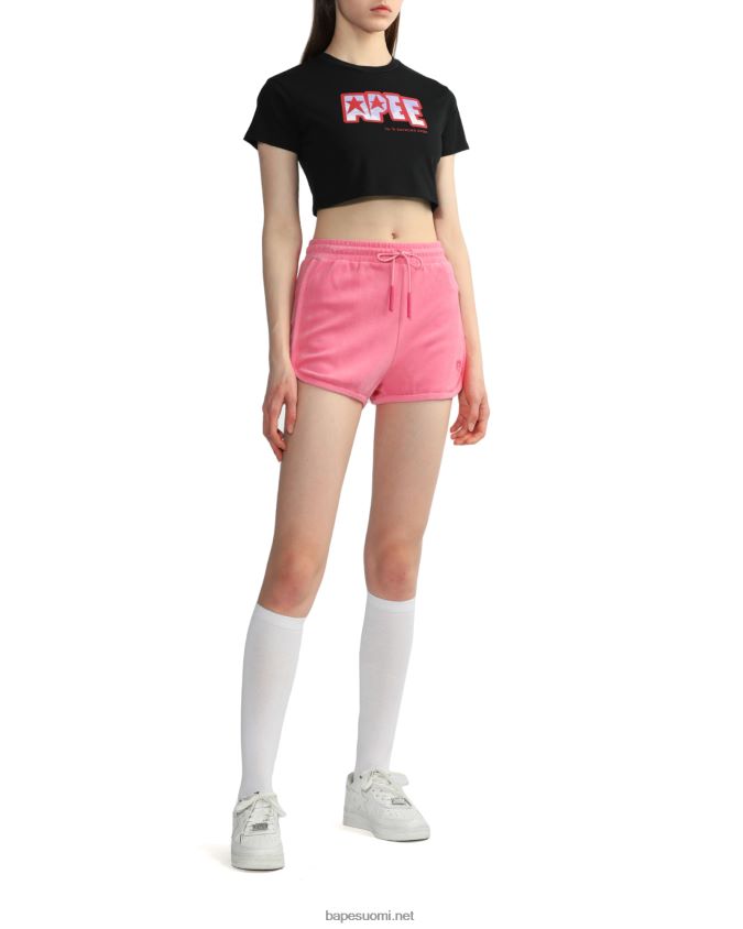 musta naiset A Bathing Ape logopainattu crop T-paita 8HT2D8797