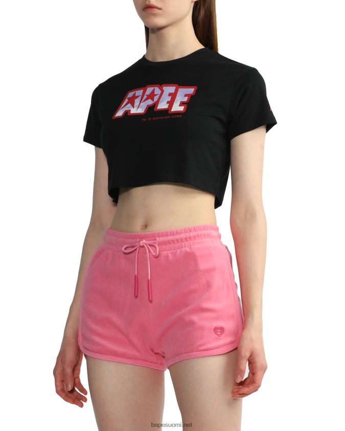 musta naiset A Bathing Ape logopainattu crop T-paita 8HT2D8797
