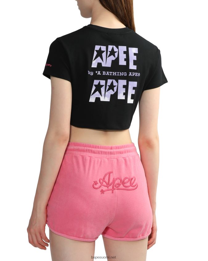 musta naiset A Bathing Ape logopainattu crop T-paita 8HT2D8797