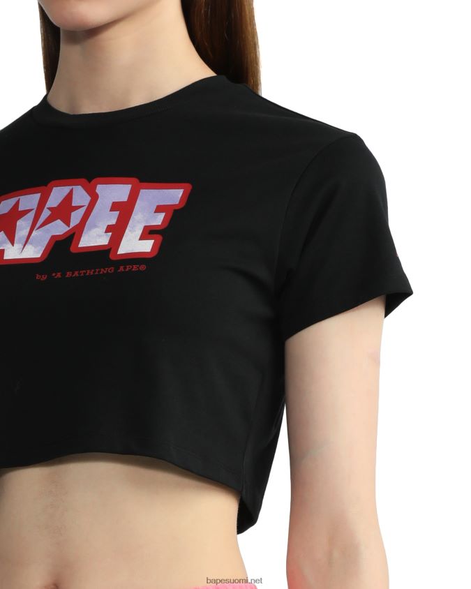 musta naiset A Bathing Ape logopainattu crop T-paita 8HT2D8797