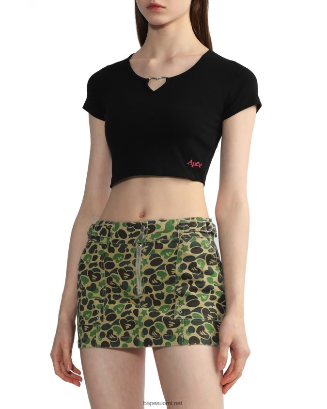 musta naiset A Bathing Ape sydämenmuotoinen metallinen rengastoppi 8HT2D8839