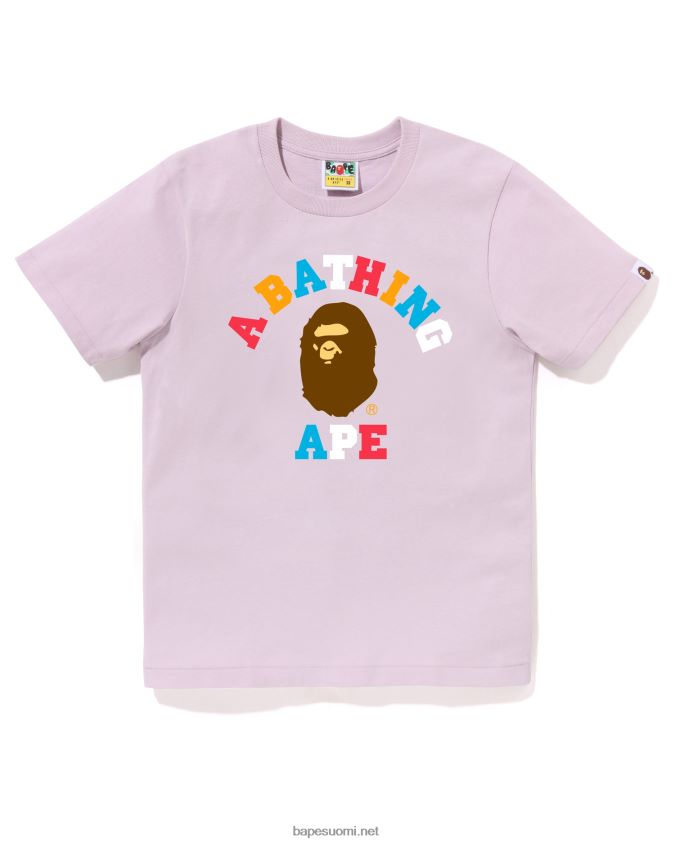 pastelli lila naiset A Bathing Ape värit college t-paita 8HT2D8782
