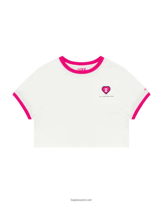 seinä valkoinen naiset A Bathing Ape sydän leikattu t-paita 8HT2D8963