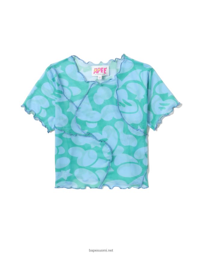 sininen naiset A Bathing Ape kuviollinen verkkomainen crop top 8HT2D8818