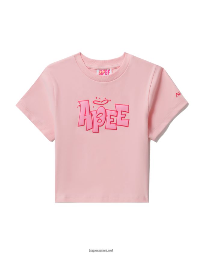 vaaleanpunainen naiset A Bathing Ape graafinen kapea t-paita 8HT2D8837