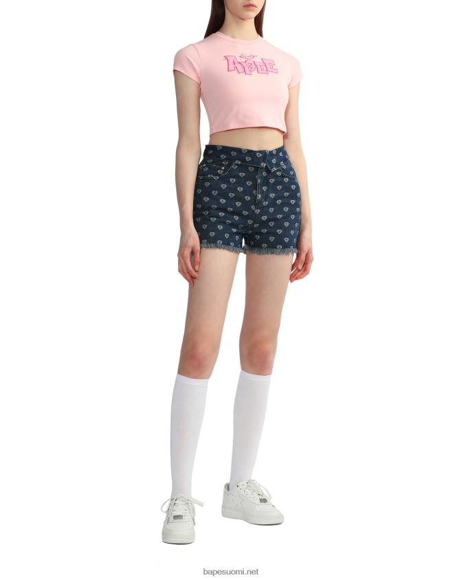 vaaleanpunainen naiset A Bathing Ape graafinen kapea t-paita 8HT2D8837