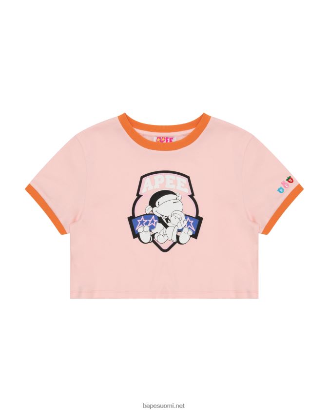 vaaleanpunainen naiset A Bathing Ape graafinen leikattu t-paita 8HT2D81045