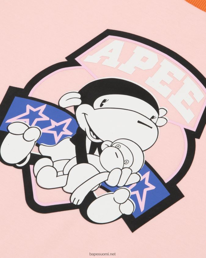 vaaleanpunainen naiset A Bathing Ape graafinen leikattu t-paita 8HT2D81045