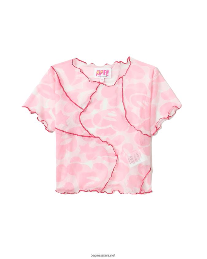 vaaleanpunainen naiset A Bathing Ape kuviollinen verkkomainen crop top 8HT2D8819