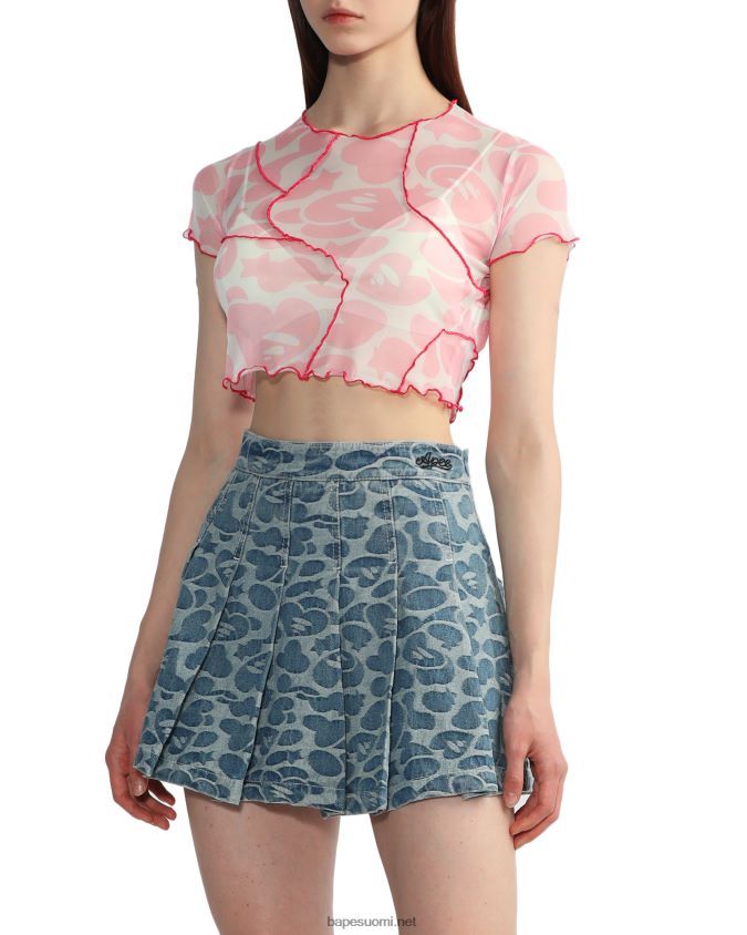 vaaleanpunainen naiset A Bathing Ape kuviollinen verkkomainen crop top 8HT2D8819