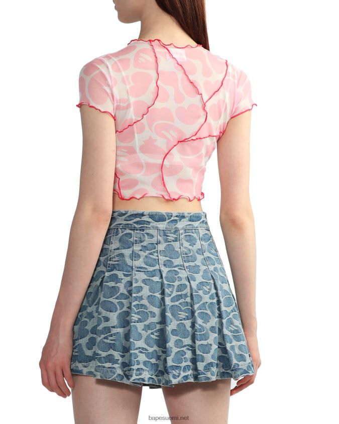 vaaleanpunainen naiset A Bathing Ape kuviollinen verkkomainen crop top 8HT2D8819