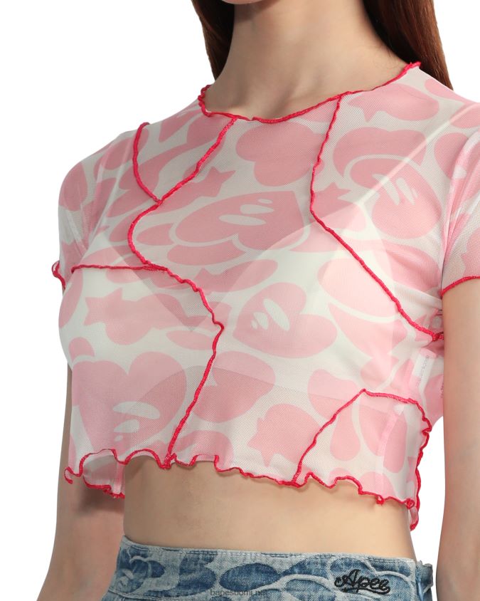 vaaleanpunainen naiset A Bathing Ape kuviollinen verkkomainen crop top 8HT2D8819