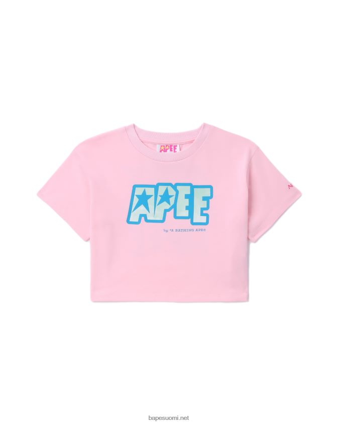 vaaleanpunainen naiset A Bathing Ape logopainattu crop T-paita 8HT2D8798