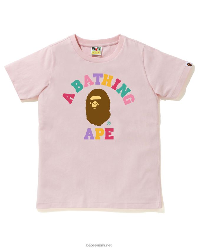 vaaleanpunainen naiset A Bathing Ape värit college t-paita 8HT2D8983