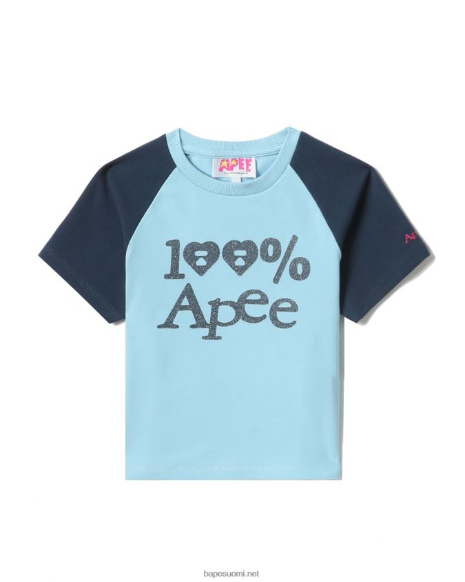 vaaleansininen naiset A Bathing Ape graafinen crop raglan t-paita 8HT2D8835