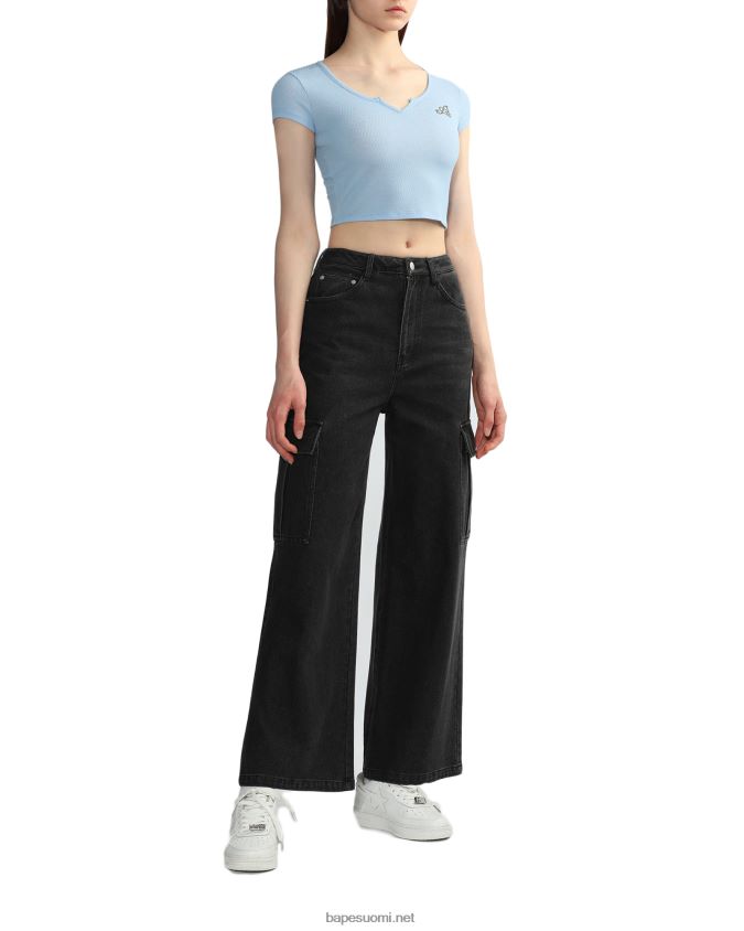 vaaleansininen naiset A Bathing Ape v-kaula-aukkoinen crop toppi 8HT2D8820