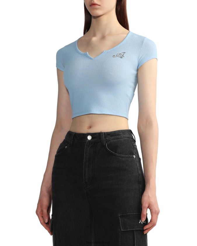 vaaleansininen naiset A Bathing Ape v-kaula-aukkoinen crop toppi 8HT2D8820