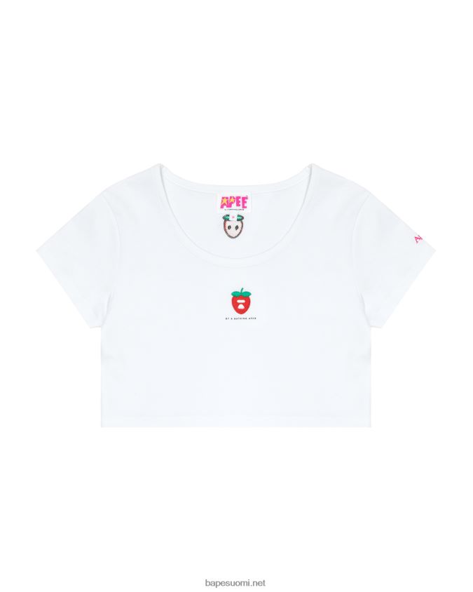 valkaistu valkoinen naiset A Bathing Ape logo marja tee 8HT2D8939