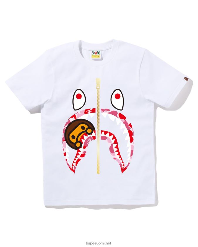 valkoinen naiset A Bathing Ape abc camo milo shark tee 8HT2D8779