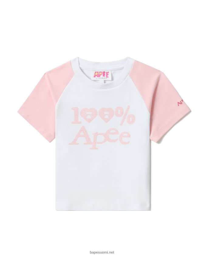 valkoinen naiset A Bathing Ape graafinen crop raglan t-paita 8HT2D8836